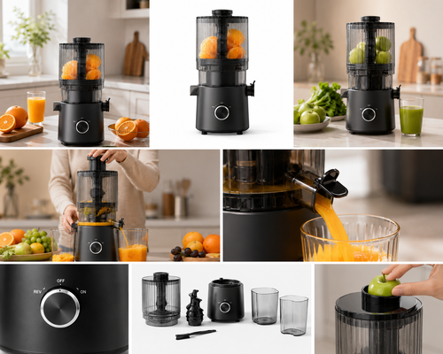 Fresh Smart HJ303 Extra-Wide Slow Masticating Juicer dla miłośników świeżego soku z 155mm chute, 2400ml Hopper, 200W Cold Press & Self Cleaning