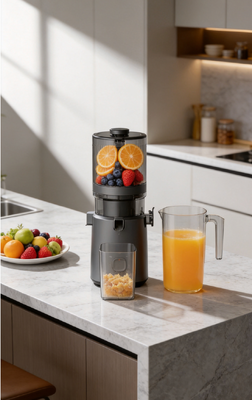 Fresh Smart HJ303 Extra-Wide Slow Masticating Juicer dla miłośników świeżego soku z 155mm chute, 2400ml Hopper, 200W Cold Press & Self Cleaning