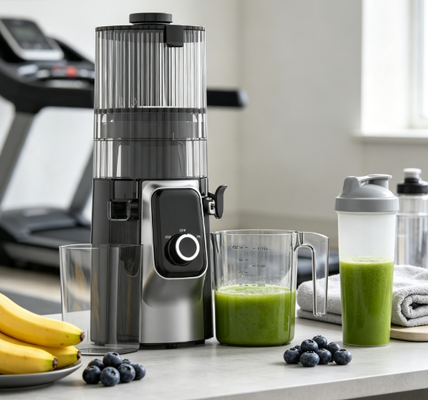 Świeże Smart HJ102C Slow Masticating Juicer Juicer, który przekształca produkt w czystą przyjemność z 3 prędkościami regulowanymi, 135 mm szerokim spadochronem, 200W zimnym prasowaniem i samooczyszczeniem