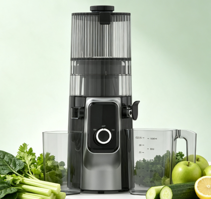 Fresh Smart HJ102C Slow Masticating Juicer Juicer, który wyciąga najlepsze z każdego składnika z 3 prędkościami regulowanymi, 135mm szerokim spadochronem, 200W zimnym prasowaniem i samooczyszczeniem