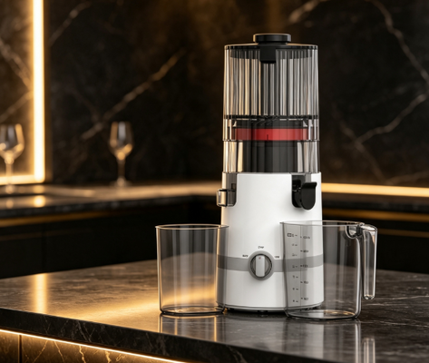 Świeże Smart HJ102B Slow Masticating Juicer Świeże, szybkie, bezpieczne, smaczne Wszystko, czego potrzebuje rodzina z 135mm chute, 200W Cold Press, samooczyszczeniem i zamkiem
