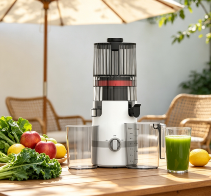 Fresh Smart HJ102B Slow Masticating Juicer ️ Codzienna świeżość zasługująca na twoją rodzinę z 135mm chute, 200W Cold Press, samoczyszczeniem i bezpieczeństwem