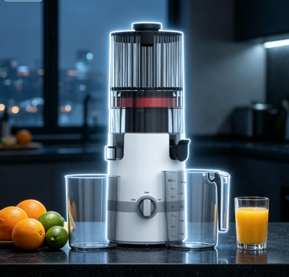 Wolnoobrotowa wyciskarka do soków Fresh Smart HJ102B – prawdziwe jedzenie, prawdziwie proste, prawdziwie bezpieczne dla każdej rodziny z otworem 135 mm, 200 W zimnego tłoczenia, samooczyszczanie i blokada