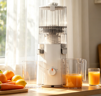 Świeże Smart HJ102A Slow Masticating Juicer Alternatywa do porannej kawy, która faktycznie budzi Cię, 55 RPM Cold Press z 135mm Całkowicie owocowym odkurzaczem i samooczyszczeniem